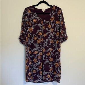 Floral Print Dress in Purple and Orange